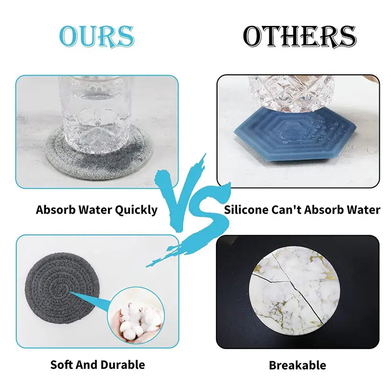 Artisan Woven Cotton Coasters — Absorbent, Heat-Resistant, Set