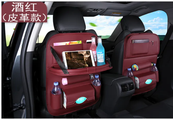 Car Seat Organizer With Foldable Table — PU Leather, Multi-Pocket