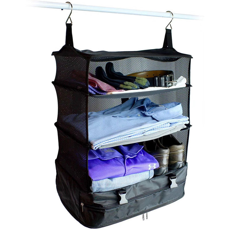 Three-Layer Hanging Travel Organizer Bag — Foldable & Expandable