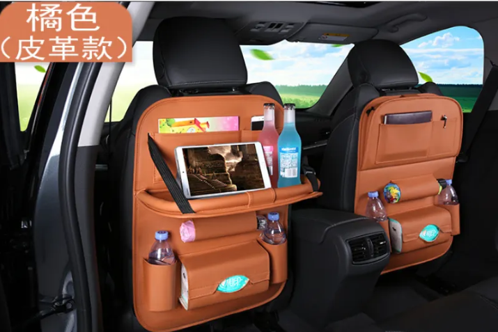 Car Seat Organizer With Foldable Table — PU Leather, Multi-Pocket