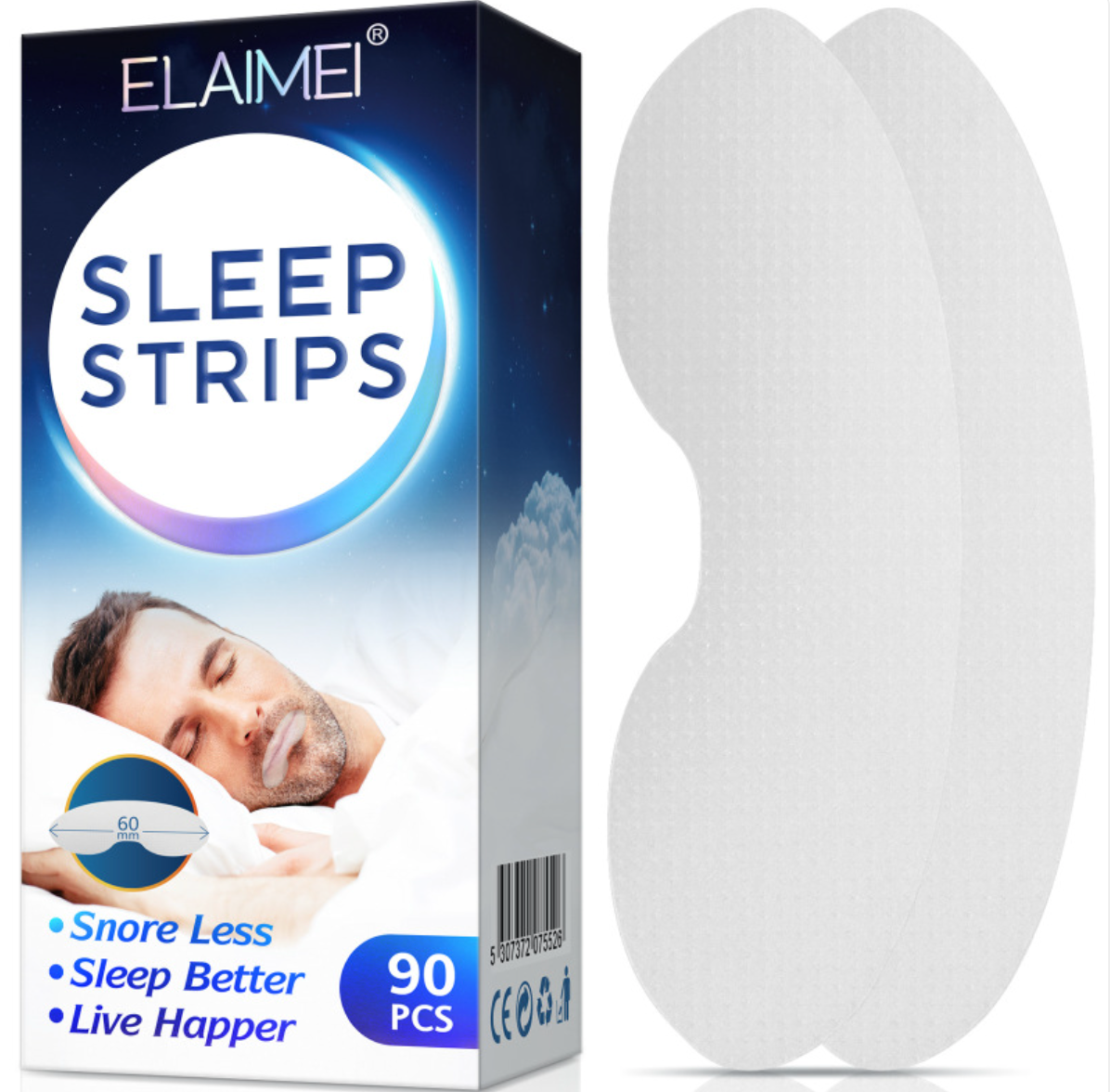 Anti-Snoring Mouth Tape — 90-Pack, Skin-Friendly Nasal Breathing Aid