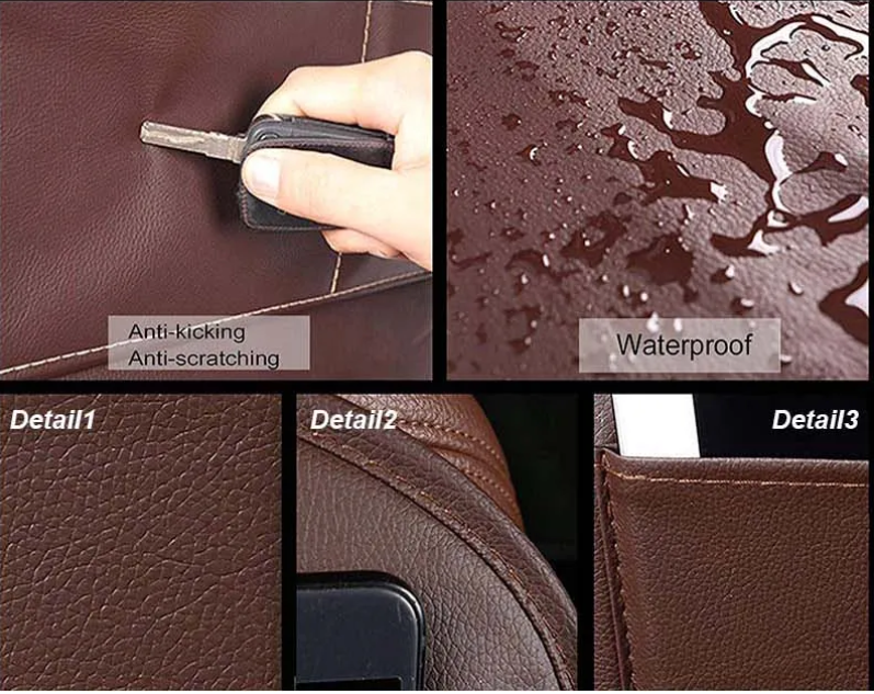 Car Seat Organizer With Foldable Table — PU Leather, Multi-Pocket