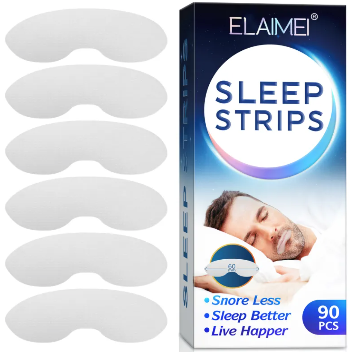 Anti-Snoring Mouth Tape — 90-Pack, Skin-Friendly Nasal Breathing Aid
