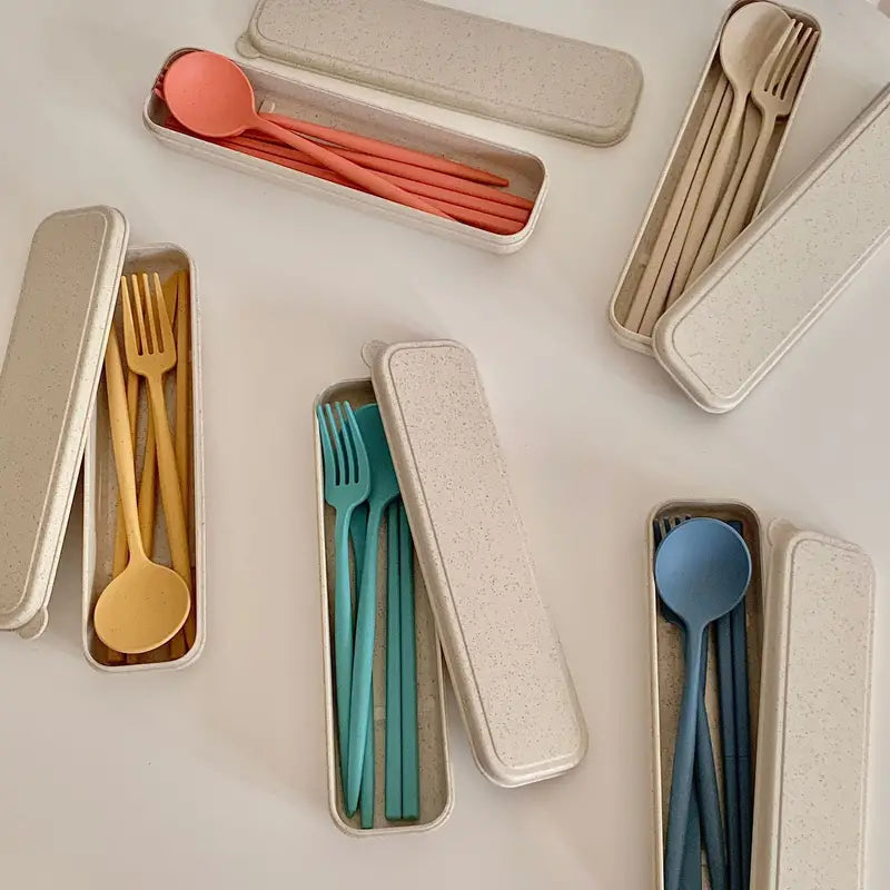 Eco Wheat Straw Dining Kit — 4-Piece Nordic Cutlery Set