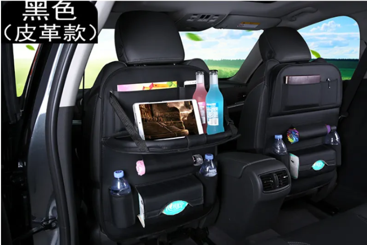 Car Seat Organizer With Foldable Table — PU Leather, Multi-Pocket