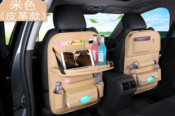 Car Seat Organizer With Foldable Table — PU Leather, Multi-Pocket