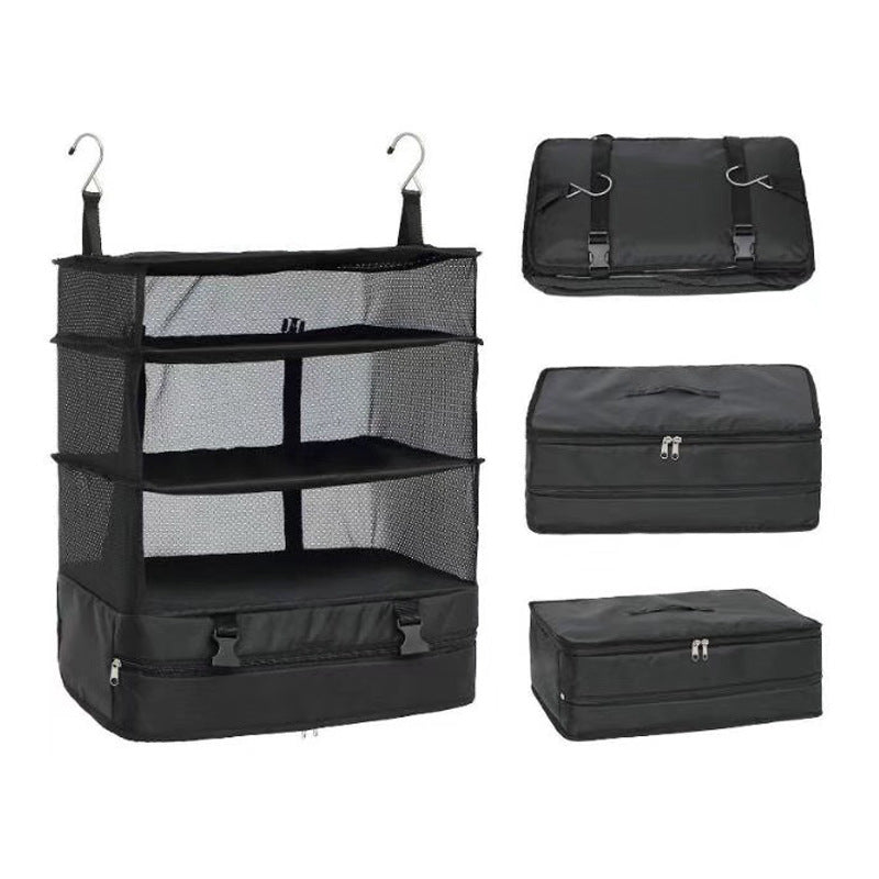 Three-Layer Hanging Travel Organizer Bag — Foldable & Expandable