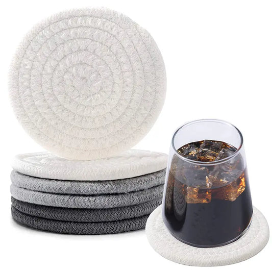 Artisan Woven Cotton Coasters — Absorbent, Heat-Resistant, Set