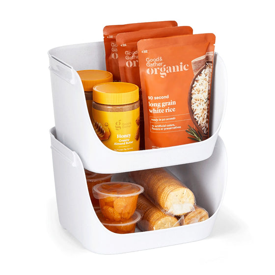 Stackable Fridge Food Storage Bins — Set of 4 Clear Organizers